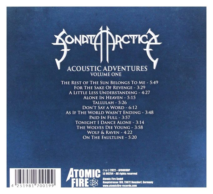 Rückseite des Albumcovers von Sonata Arctiva "Acoustic Adventures - Volume One"